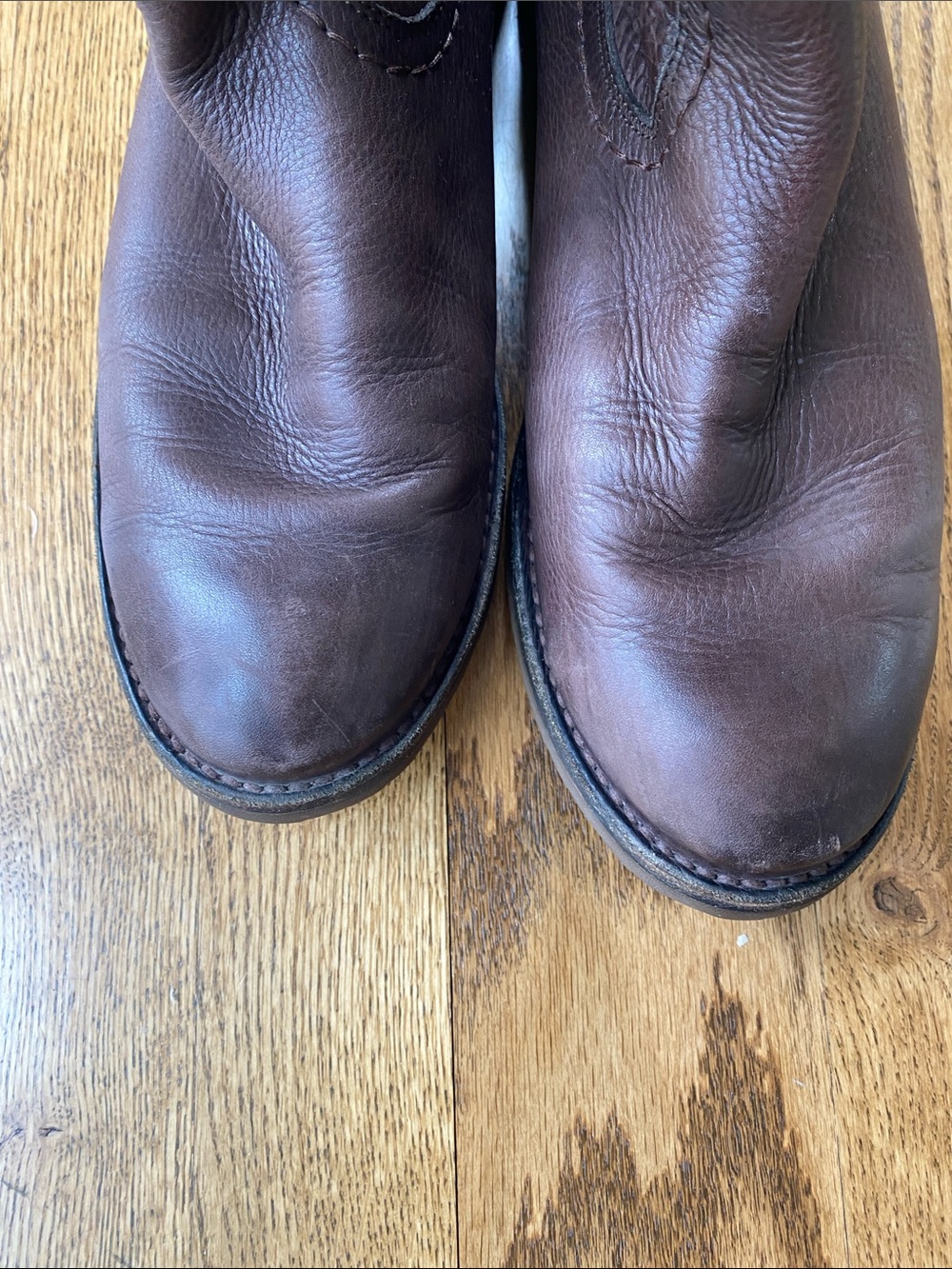 Frye size 10 Celia X stitch tall riding boots dark brown leather pull on - Picture 8 of 16